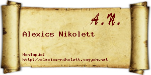 Alexics Nikolett névjegykártya
